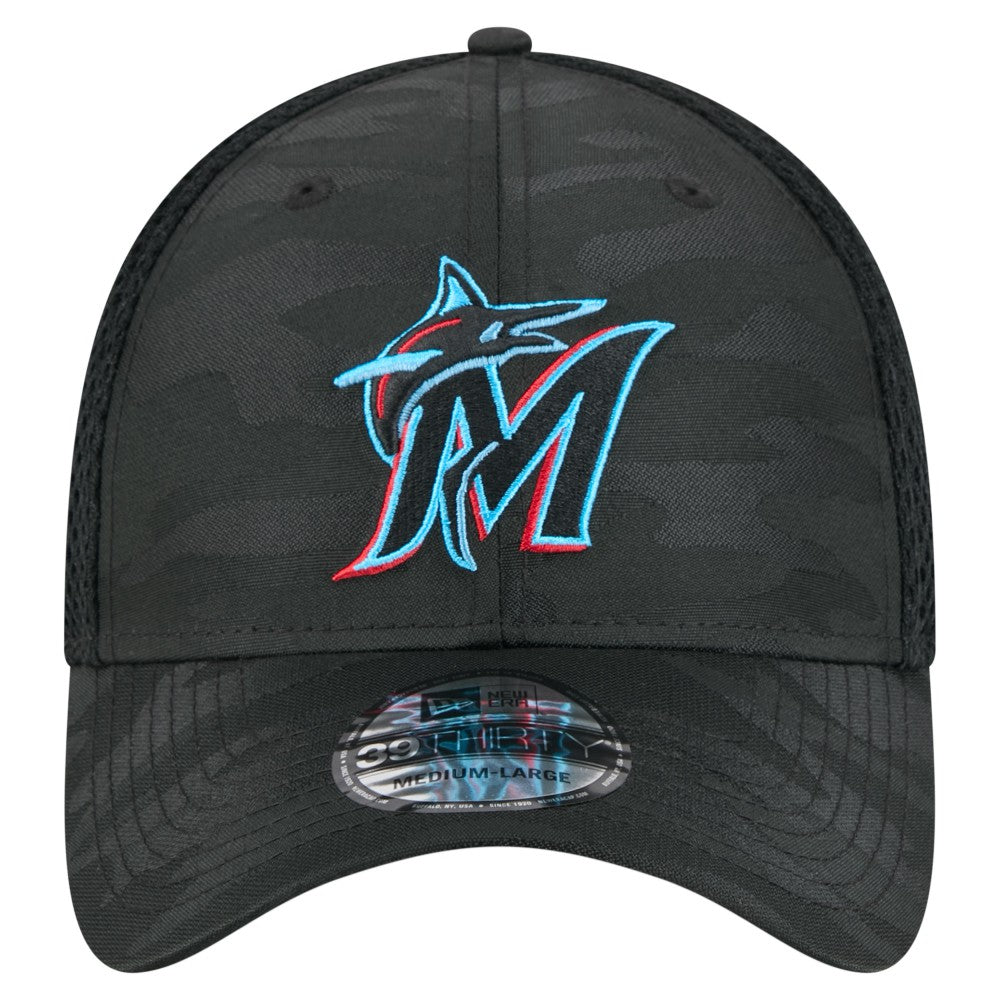 Miami Marlins Subtle Camo 39THIRTY Flex Hat - Black | New Era