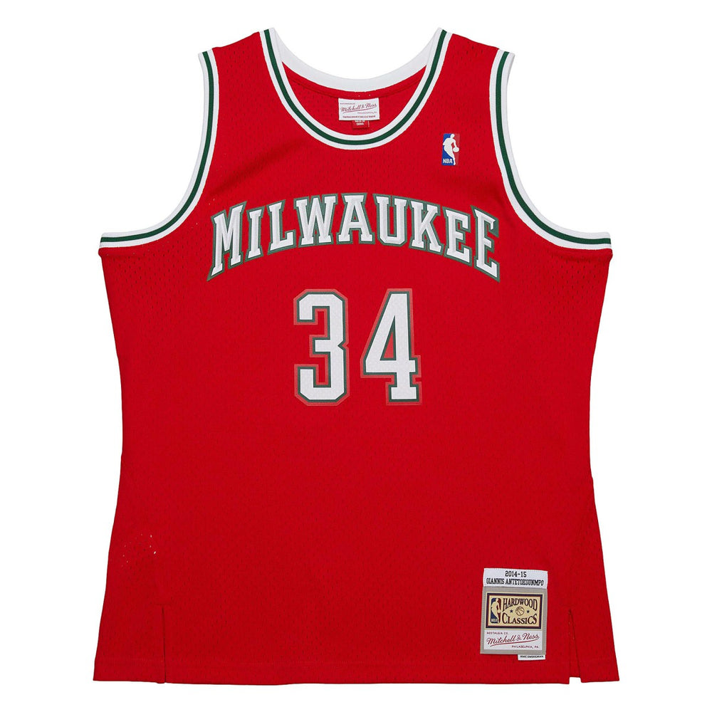 Giannis Antetokounmpo Milwaukee Bucks 2014/15 Hardwood Classics Swingman Jersey - Red | Mitchell & Ness for sale