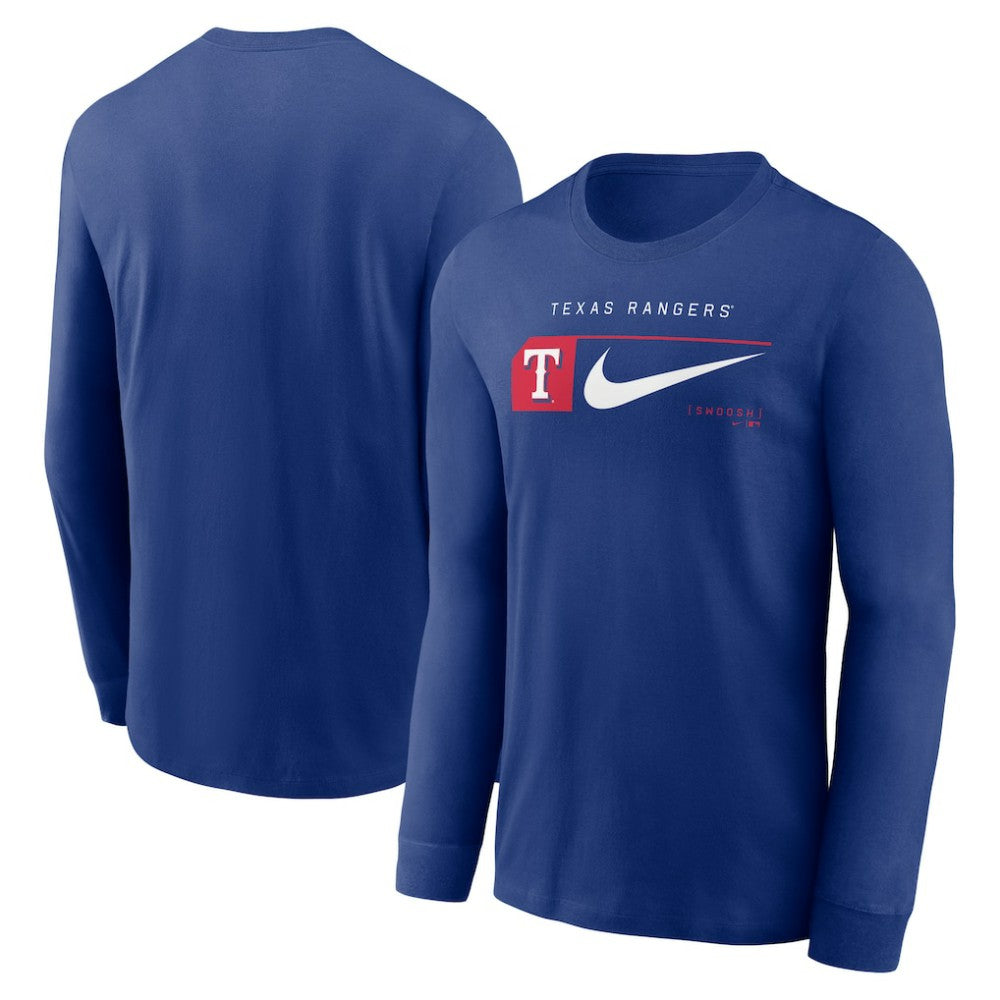Texas Rangers Local Logo Swoosh Lockup Long Sleeve T-Shirt - Royal | Nike