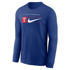 Texas Rangers Local Logo Swoosh Lockup Long Sleeve T-Shirt - Royal | Nike