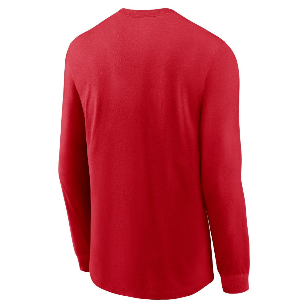 Cincinnati Reds Local Logo Swoosh Lockup Long Sleeve T-Shirt - Red | Nike