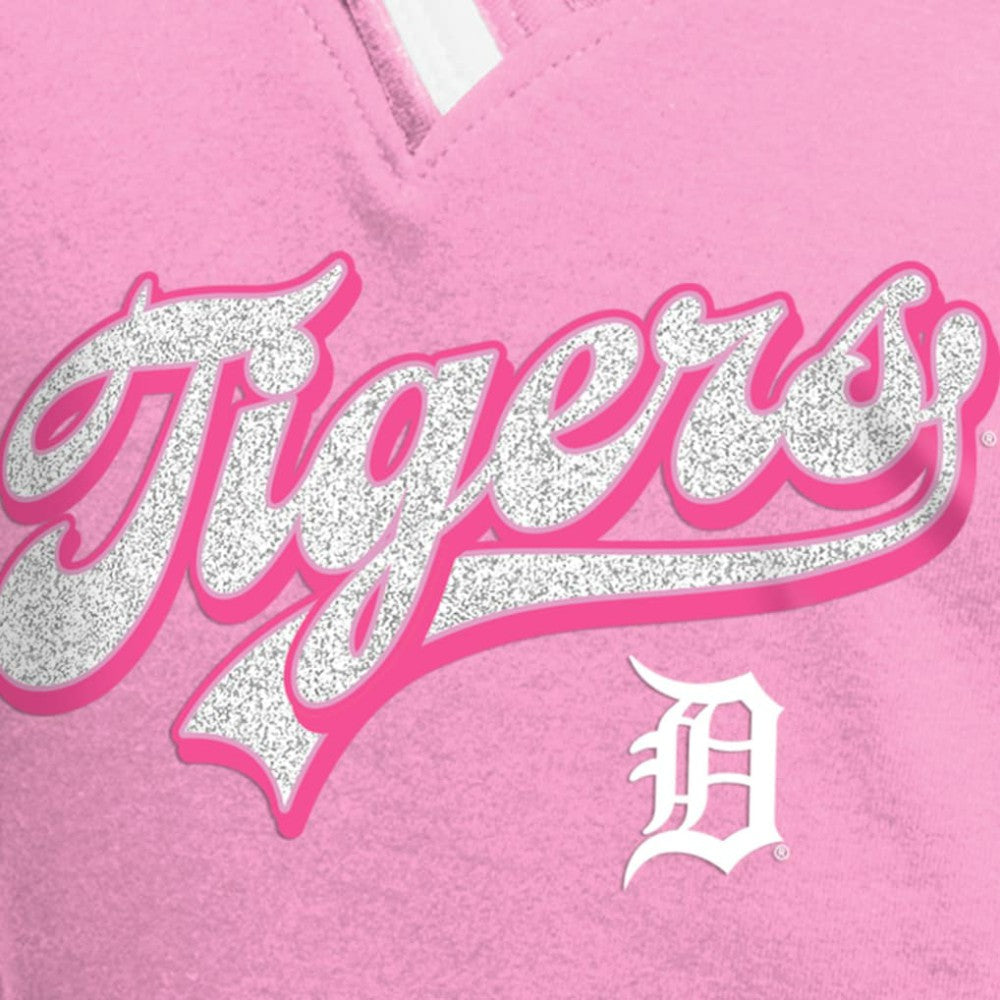 Detroit Tigers Girls Youth Mommy & Me Raglan V-Neck T-Shirt - Pink | New Era