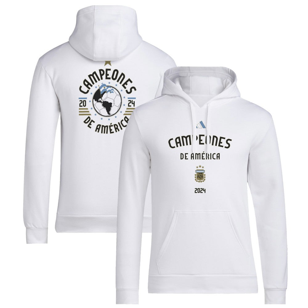 Argentina National Team 2024 Copa America Champions Pullover Hoodie - White | Adidas for sale