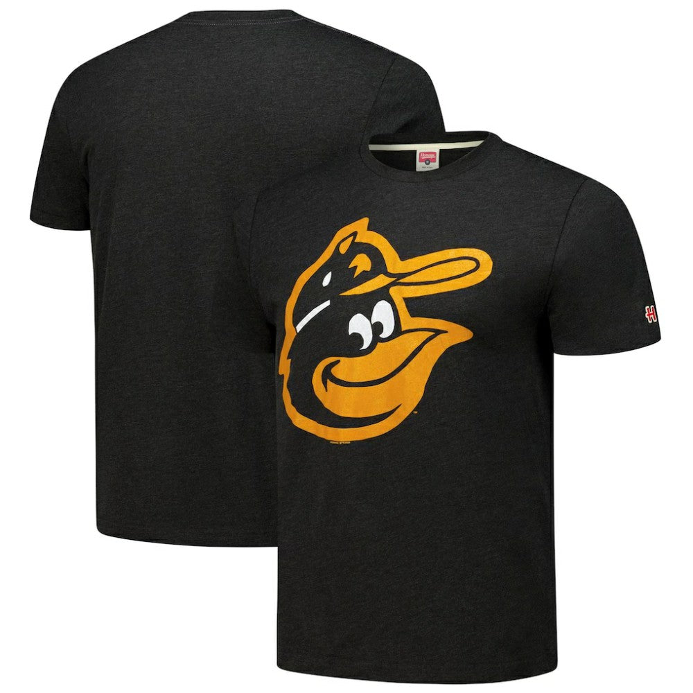 Baltimore Orioles Homage Cooperstown Collection Hand-Drawn Logo Tri-Blend T-Shirt - Black