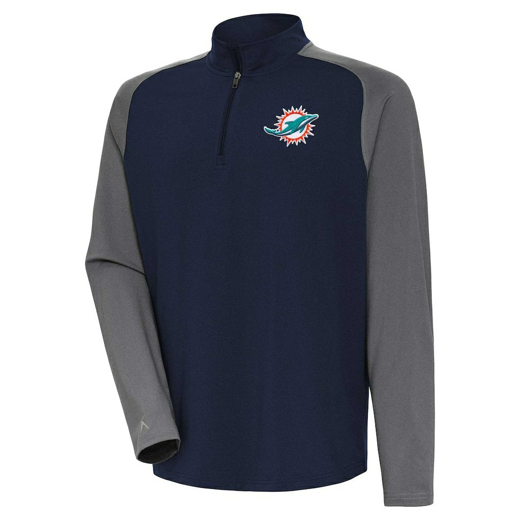 Miami Dolphins Antigua Dauntless Quarter-Zip Top - Navy/Gray for sale