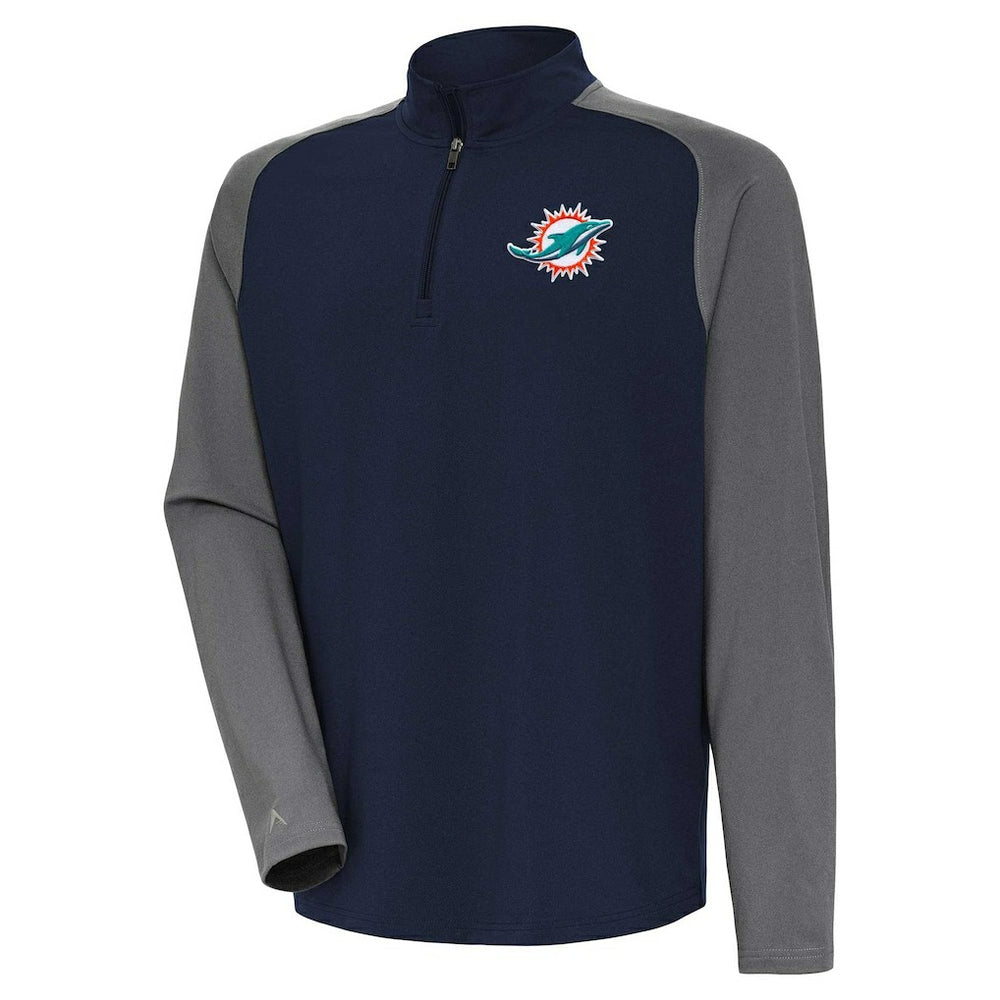 Miami Dolphins Antigua Dauntless Quarter-Zip Top - Navy/Gray for sale