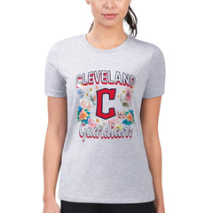 Cleveland Guardians G-III 4Her by Carl Banks Women's Super-Slim Fit Lightweight Flowers Graphic T-Shirt - Heather Gray
