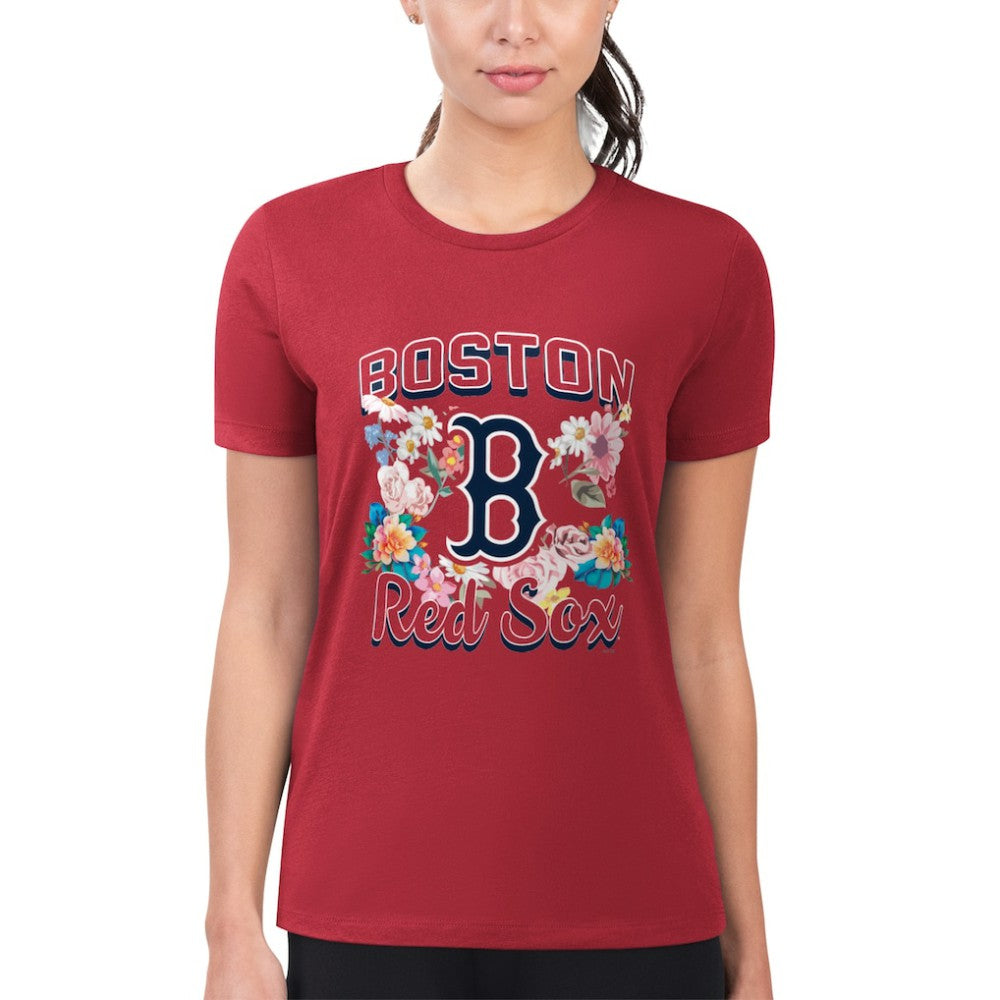 Boston Red Sox G-III 4Her by Carl Banks Women's Super-Slim Fit Lightweight Flowers Graphic T-Shirt - Red
