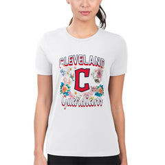 Cleveland Guardians G-III 4Her by Carl Banks Women's Super-Slim Fit Lightweight Flowers Graphic T-Shirt - White