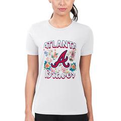 Atlanta Braves G-III 4Her by Carl Banks Women's Super-Slim Fit Lightweight Flowers Graphic T-Shirt - White