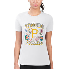 Pittsburgh Pirates G-III 4Her by Carl Banks Women's Super-Slim Fit Lightweight Flowers Graphic T-Shirt - White