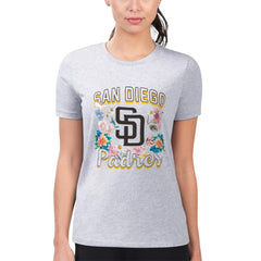 San Diego Padres G-III 4Her by Carl Banks Women's Super-Slim Fit Lightweight Flowers Graphic T-Shirt - Heather Gray
