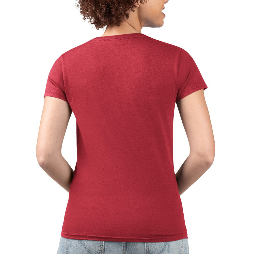 Los Angeles Angels G-III 4Her by Carl Banks Women's Super-Slim Fit Lightweight Flowers Graphic V-Neck T-Shirt - Red