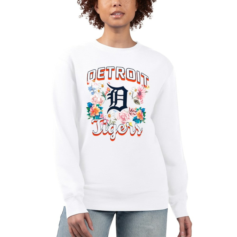 Detroit Tigers G-III 4Her by Carl Banks Women's Flowers Graphic Pullover Sweatshirt - White