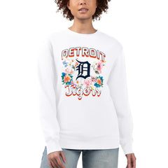 Detroit Tigers G-III 4Her by Carl Banks Women's Flowers Graphic Pullover Sweatshirt - White
