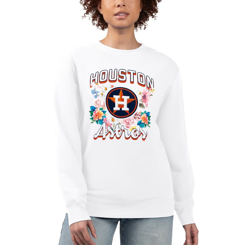 Houston Astros G-III 4Her by Carl Banks Women's Flowers Graphic Pullover Sweatshirt - White