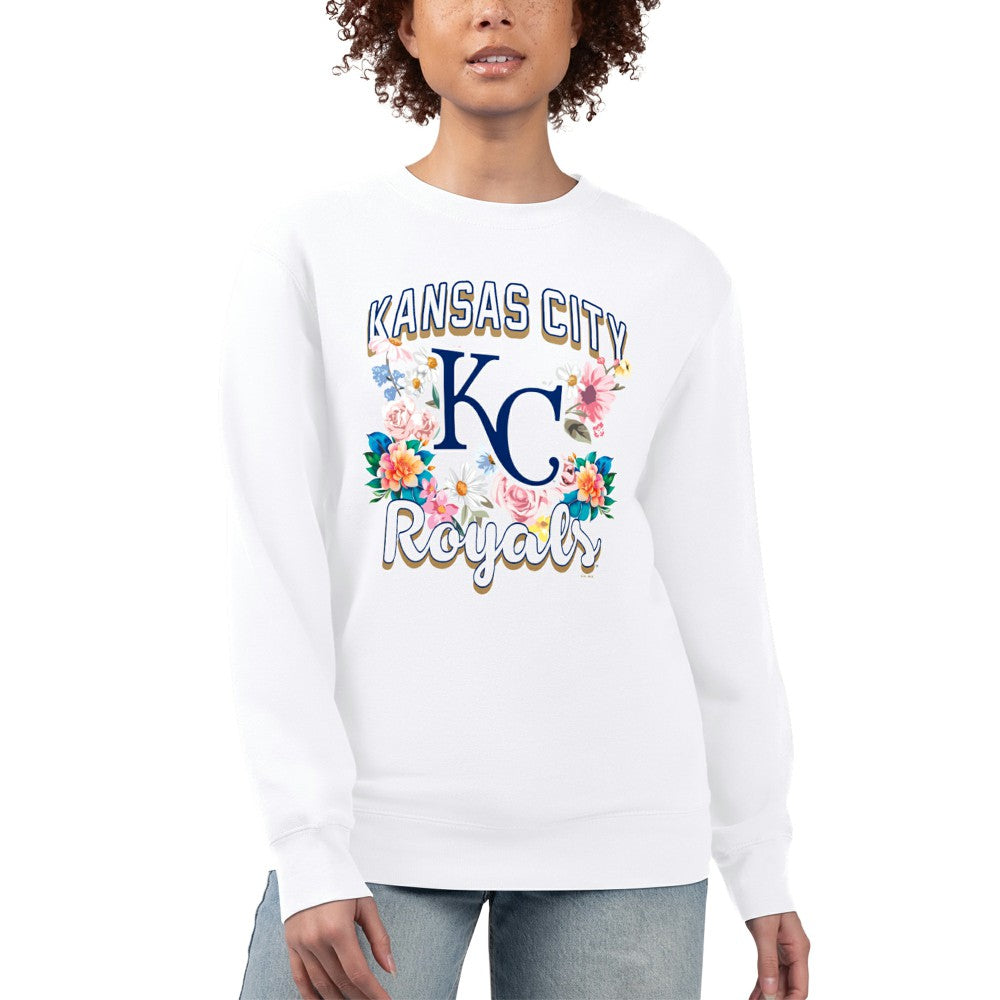 Kansas City Royals G-III 4Her by Carl Banks Women's Flowers Graphic Pullover Sweatshirt - White