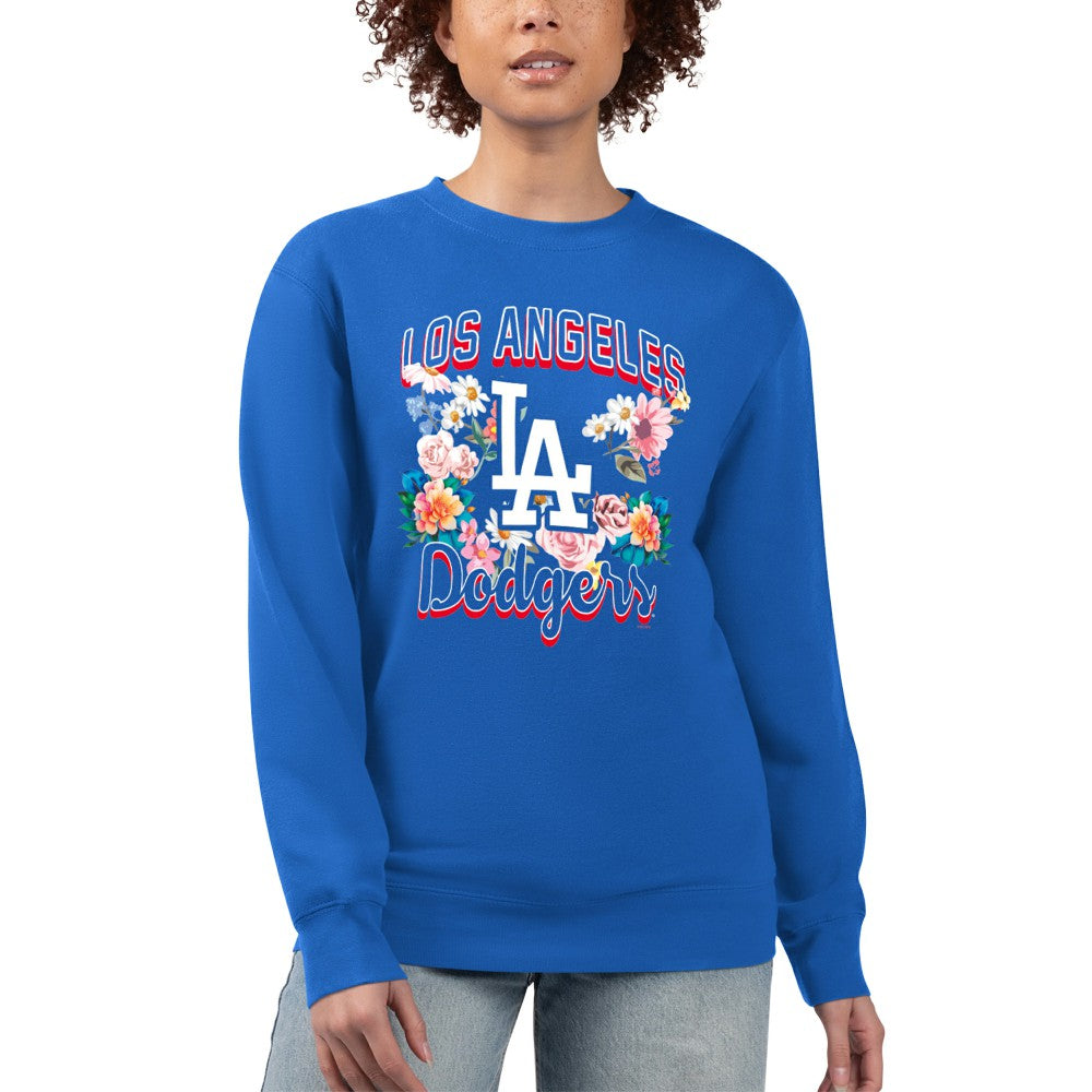 Los Angeles Dodgers G-III 4Her by Carl Banks Women's Flowers Graphic Pullover Sweatshirt - Royal