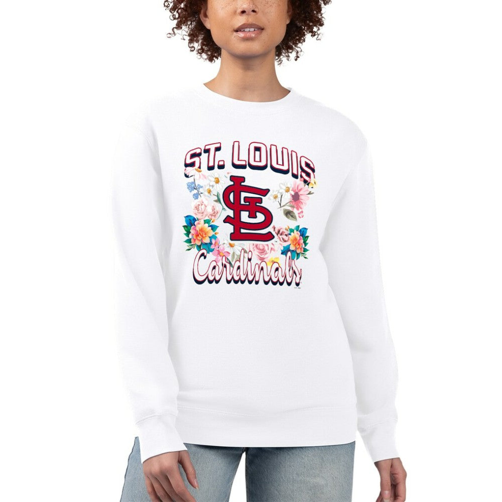St. Louis Cardinals G-III 4Her by Carl Banks Women's Flowers Graphic Pullover Sweatshirt - White