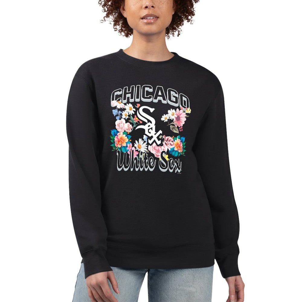 Chicago White Sox G-III 4Her by Carl Banks Women's Flowers Graphic Pullover Sweatshirt - Black