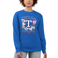 Texas Rangers G-III 4Her by Carl Banks Women's Flowers Graphic Pullover Sweatshirt - Royal