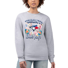 Toronto Blue Jays G-III 4Her by Carl Banks Women's Flowers Graphic Pullover Sweatshirt - Heather Gray