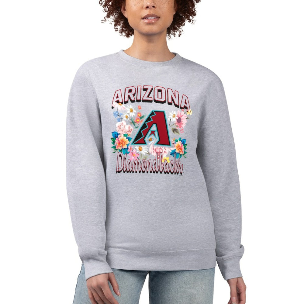 Arizona Diamondbacks G-III 4Her by Carl Banks Women's Flowers Graphic Pullover Sweatshirt - Heather Gray