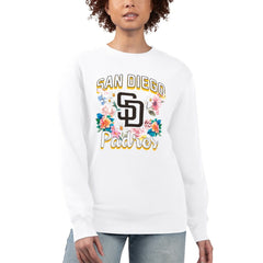 San Diego Padres G-III 4Her by Carl Banks Women's Flowers Graphic Pullover Sweatshirt - White