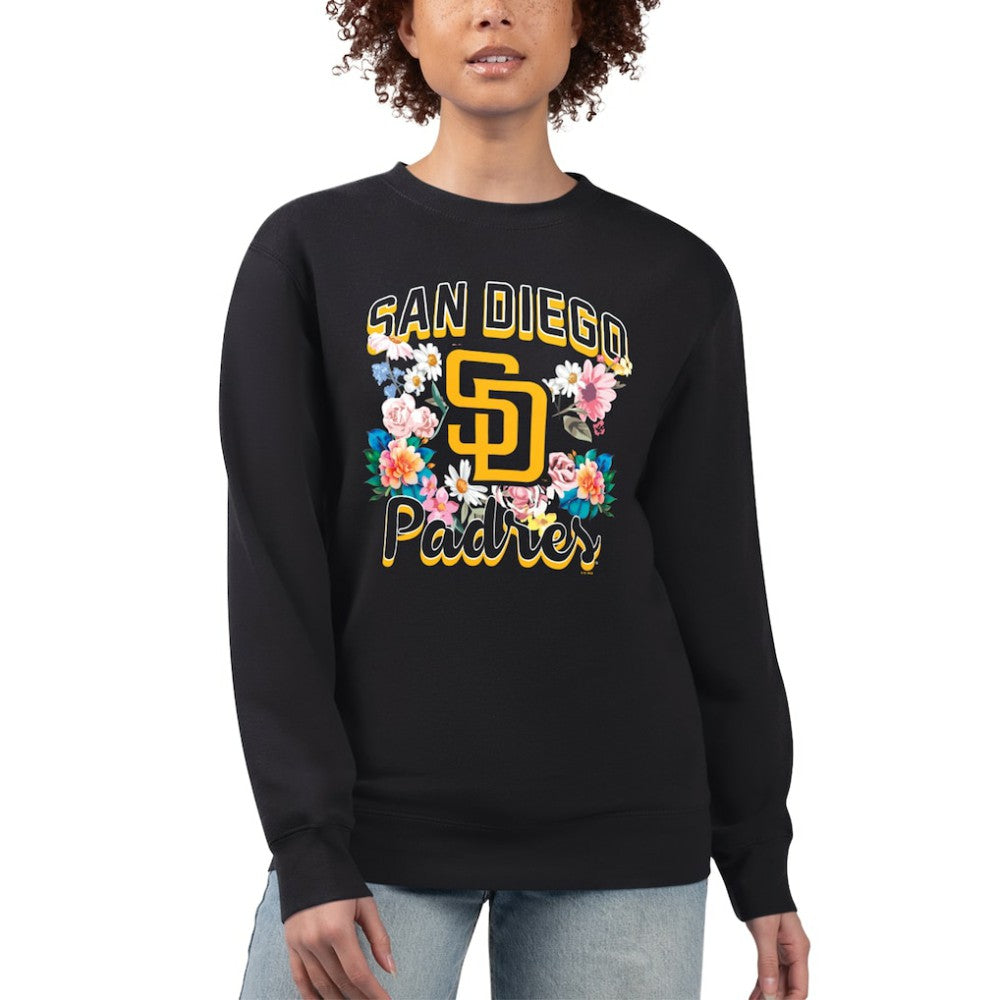 San Diego Padres G-III 4Her by Carl Banks Women's Flowers Graphic Pullover Sweatshirt - Black