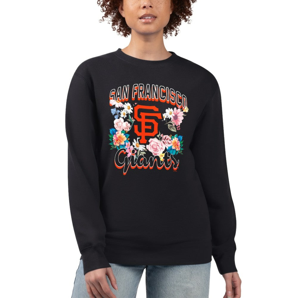 San Francisco Giants G-III 4Her by Carl Banks Women's Flowers Graphic Pullover Sweatshirt - Black
