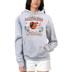 Baltimore Orioles G-III 4Her by Carl Banks Women's Flowers Graphic Pullover Hoodie - Heather Gray