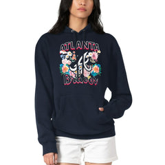 Atlanta Braves G-III 4Her by Carl Banks Women's Flowers Graphic Pullover Hoodie - Navy