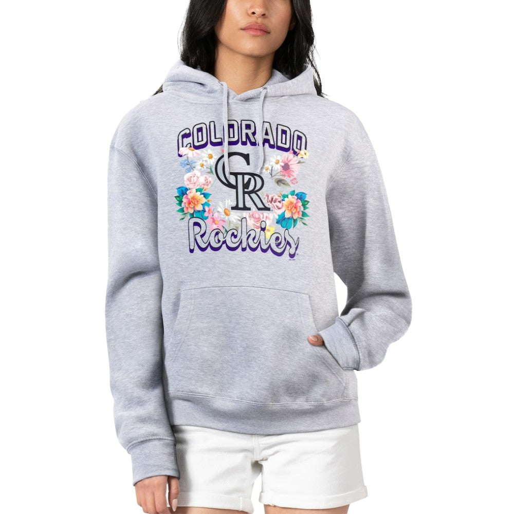 Colorado Rockies G-III 4Her by Carl Banks Women's Flowers Graphic Pullover Hoodie - Heather Gray