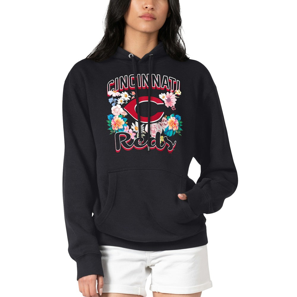 Cincinnati Reds G-III 4Her by Carl Banks Women's Flowers Graphic Pullover Hoodie - Black