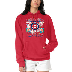 Chicago Cubs G-III 4Her by Carl Banks Women's Flowers Graphic Pullover Hoodie - Red