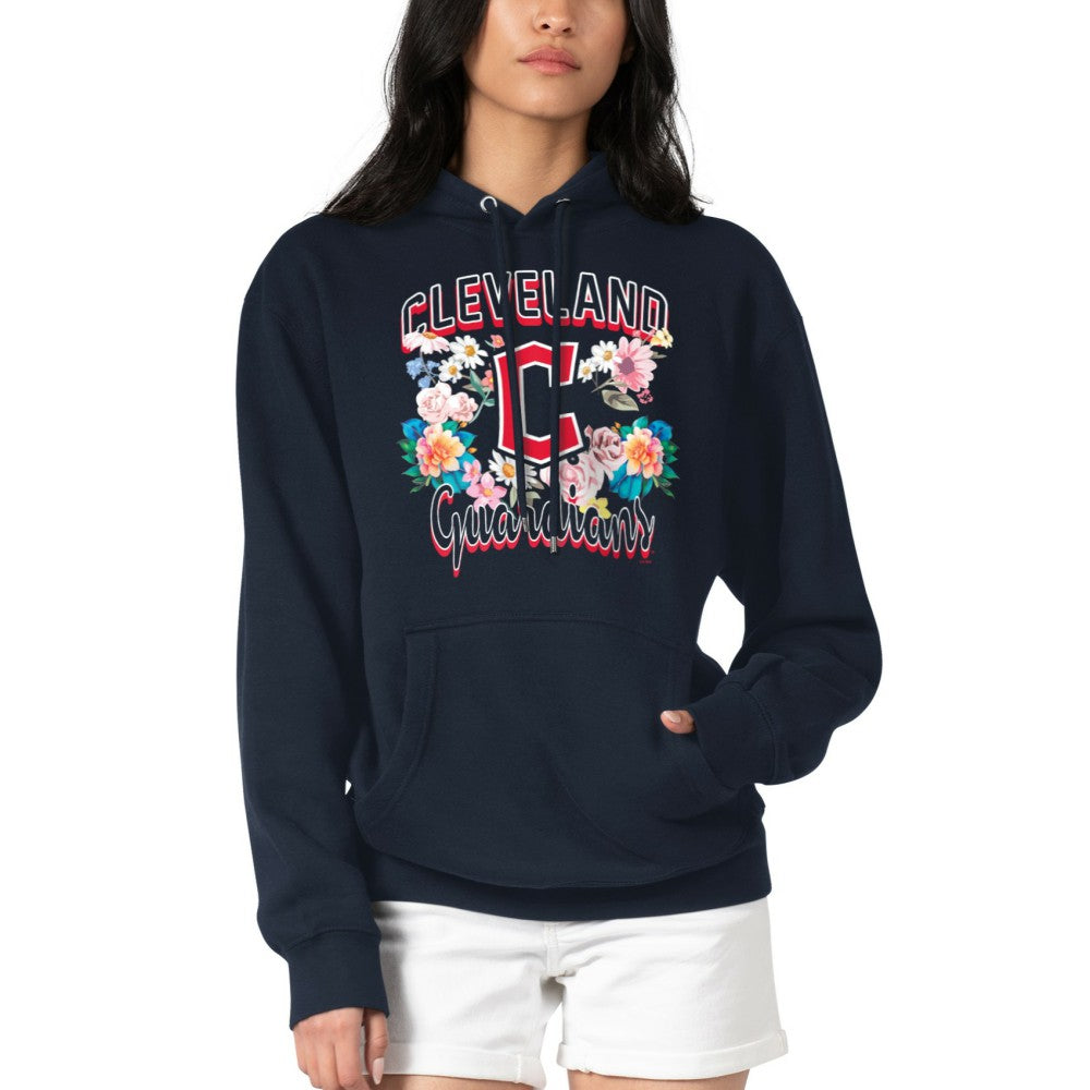 Cleveland Guardians G-III 4Her by Carl Banks Women's Flowers Graphic Pullover Hoodie - Navy