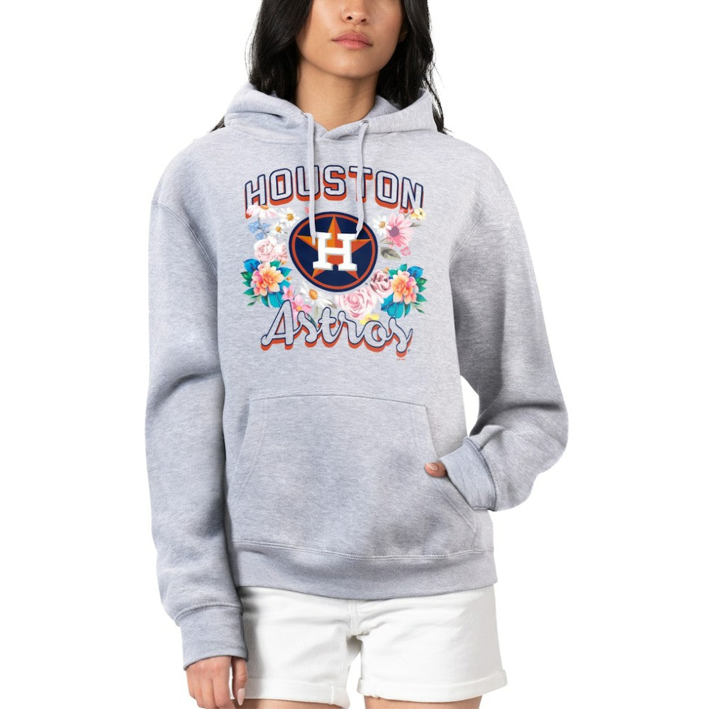 Houston Astros G-III 4Her by Carl Banks Women's Flowers Graphic Pullover Hoodie - Heather Gray