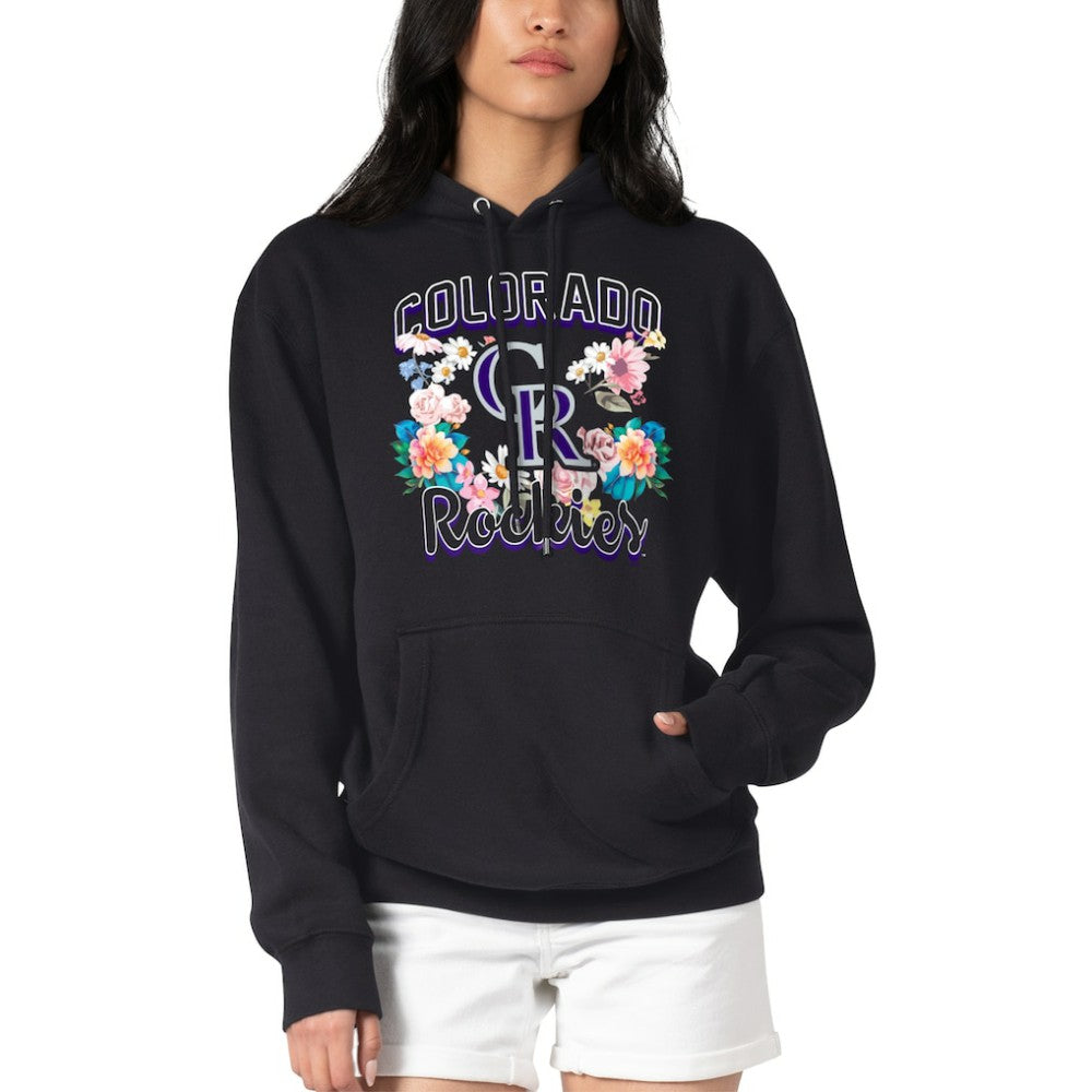 Colorado Rockies G-III 4Her by Carl Banks Women's Flowers Graphic Pullover Hoodie - Black