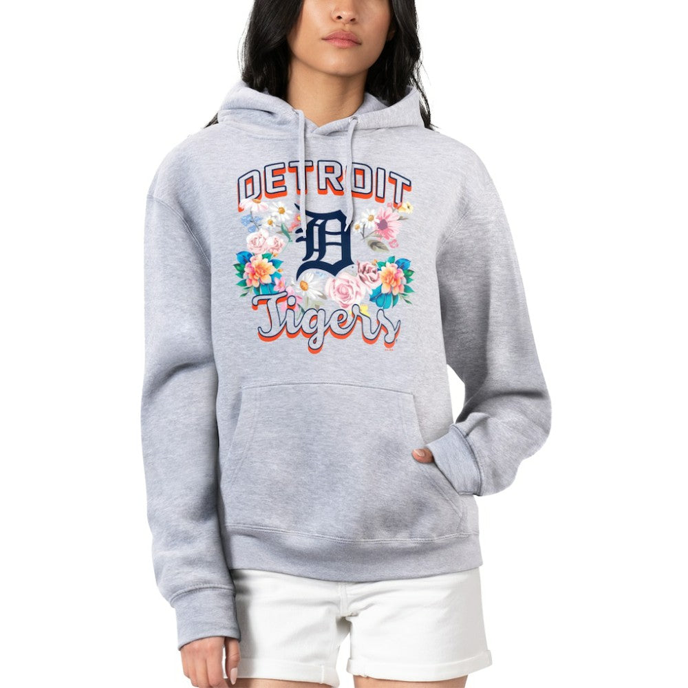 Detroit Tigers G-III 4Her by Carl Banks Women's Flowers Graphic Pullover Hoodie - Heather Gray