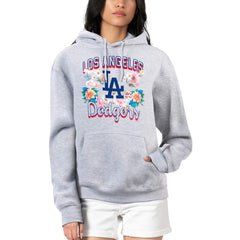 Los Angeles Dodgers G-III 4Her by Carl Banks Women's Flowers Graphic Pullover Hoodie - Heather Gray