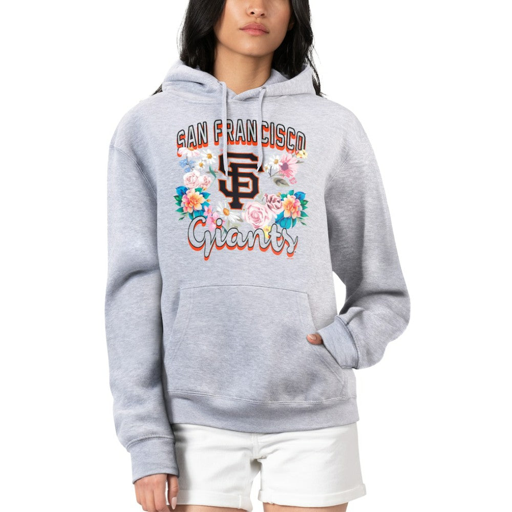 San Francisco Giants G-III 4Her by Carl Banks Women's Flowers Graphic Pullover Hoodie - Heather Gray
