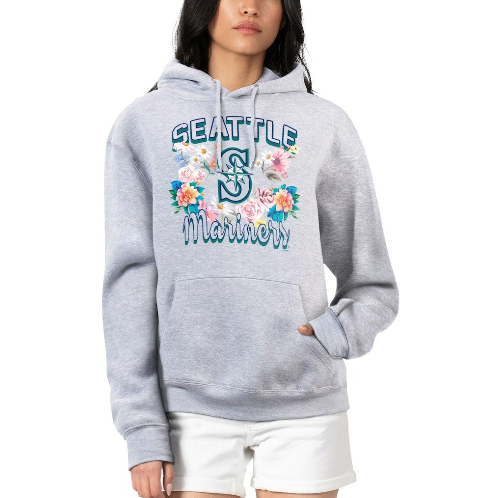 Seattle Mariners G-III 4Her by Carl Banks Women's Flowers Graphic Pullover Hoodie - Heather Gray