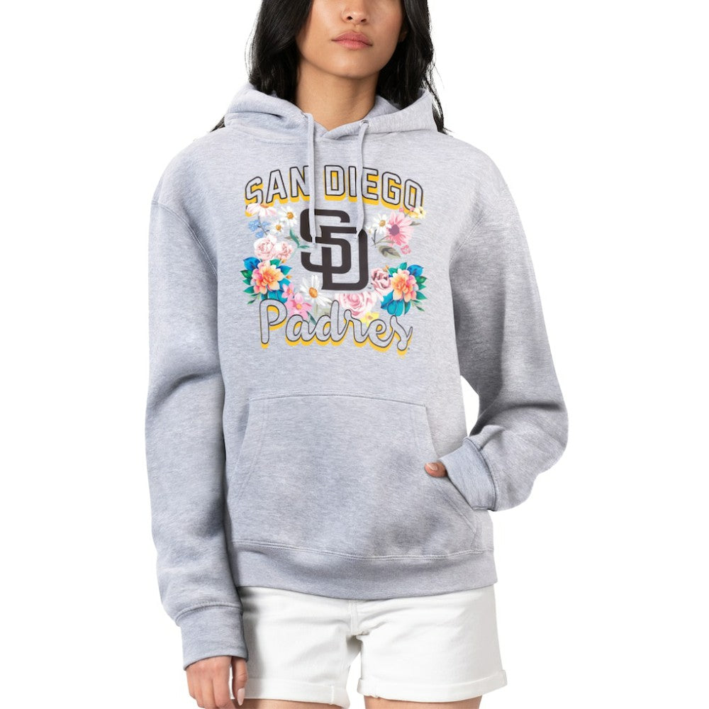 San Diego Padres G-III 4Her by Carl Banks Women's Flowers Graphic Pullover Hoodie - Heather Gray