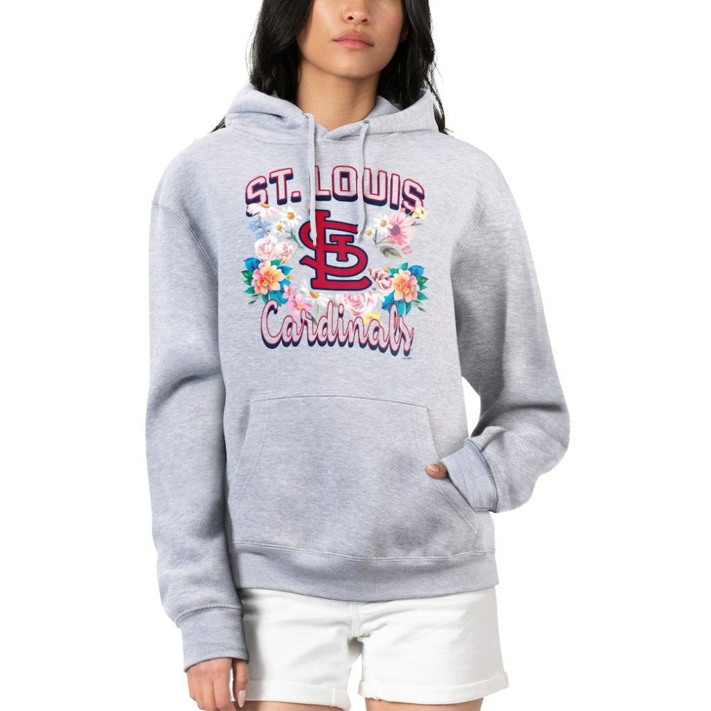 St. Louis Cardinals G-III 4Her by Carl Banks Women's Flowers Graphic Pullover Hoodie - Heather Gray
