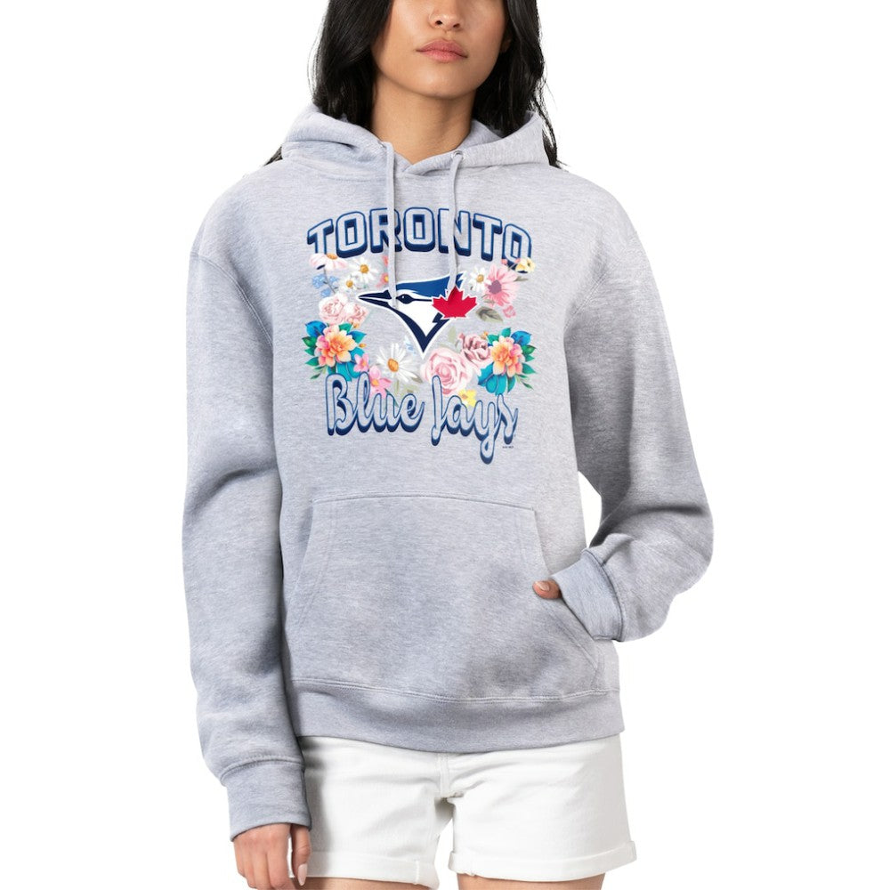 Toronto Blue Jays G-III 4Her by Carl Banks Women's Flowers Graphic Pullover Hoodie - Heather Gray