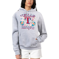 Texas Rangers G-III 4Her by Carl Banks Women's Flowers Graphic Pullover Hoodie - Heather Gray
