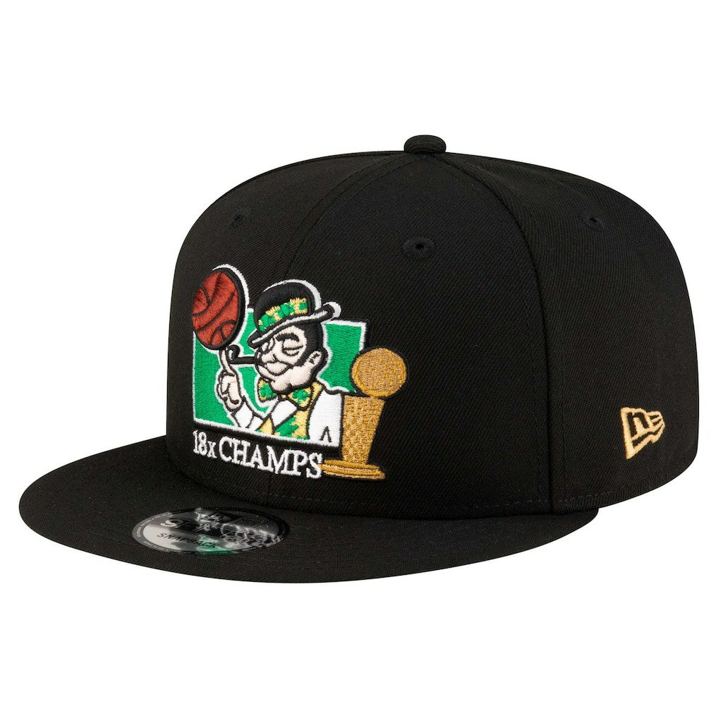 Boston Celtics Lucky 18x Champs 9FIFTY Snapback Hat - Black | New Era shop