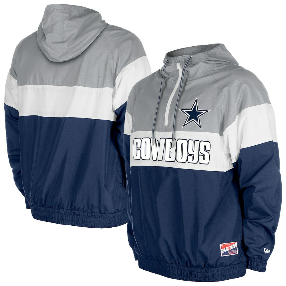 Dallas Cowboys New Era Pullover Quarter-Zip Hoodie Jacket - Navy for sale