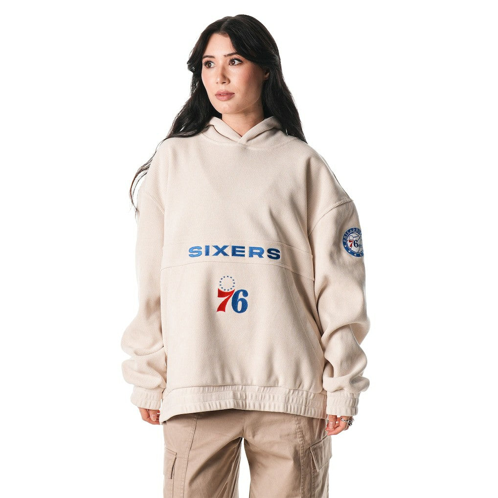 Philadelphia 76ers The Wild Collective Unisex Corduroy Tri-Blend Pullover Hoodie - Cream sale