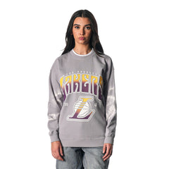 Los Angeles Lakers The Wild Collective Women's Bleached Tie-Dye Pullover Sweatshirt - Heather Gray sale